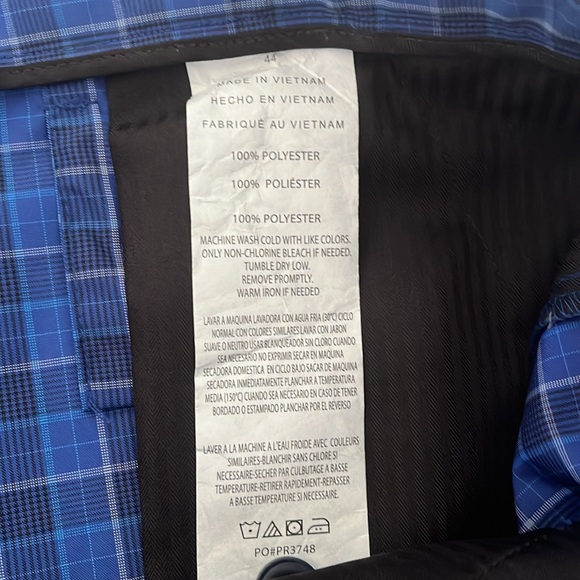 PGA Tour Blue plaid shirt. Size 44, 10 inch inseam - Picture 5 of 6